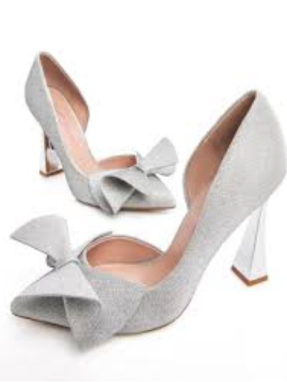 Betsey Johnson Elegant Silver Bow Pointed-Toe Women’s Heels